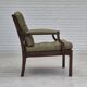 Fauteuil scandinave, état d'origine, meuble en cuir vert, bois de teck massif, années 1970