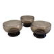 3 etched smoked glass bowls – Art Deco style – France, 1950s