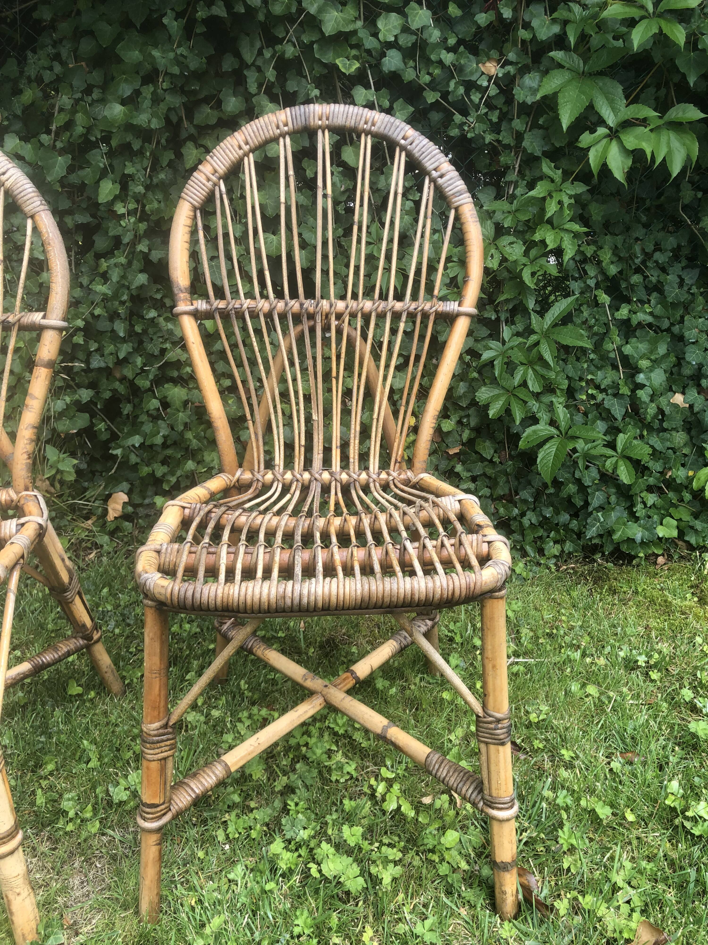 Ensemble de 4 chaises en rotin Audoux Minnet