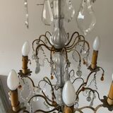 Chandelier cage in crystal, bronze and amber Louis XV style