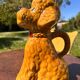 Vintage Brown Caramel Glazed Ceramic Poodle Carafe Pitcher