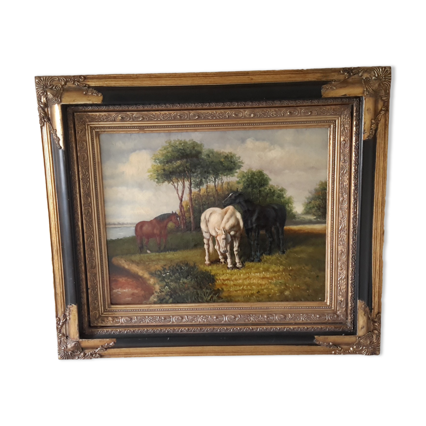 Oil on wood panel fine 19th.