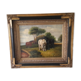 Oil on wood panel fine 19th.