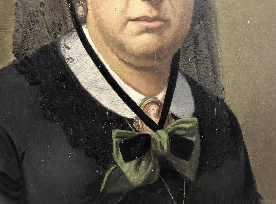 Oil painting on canvas XIX portrait Chevalier d'Eon