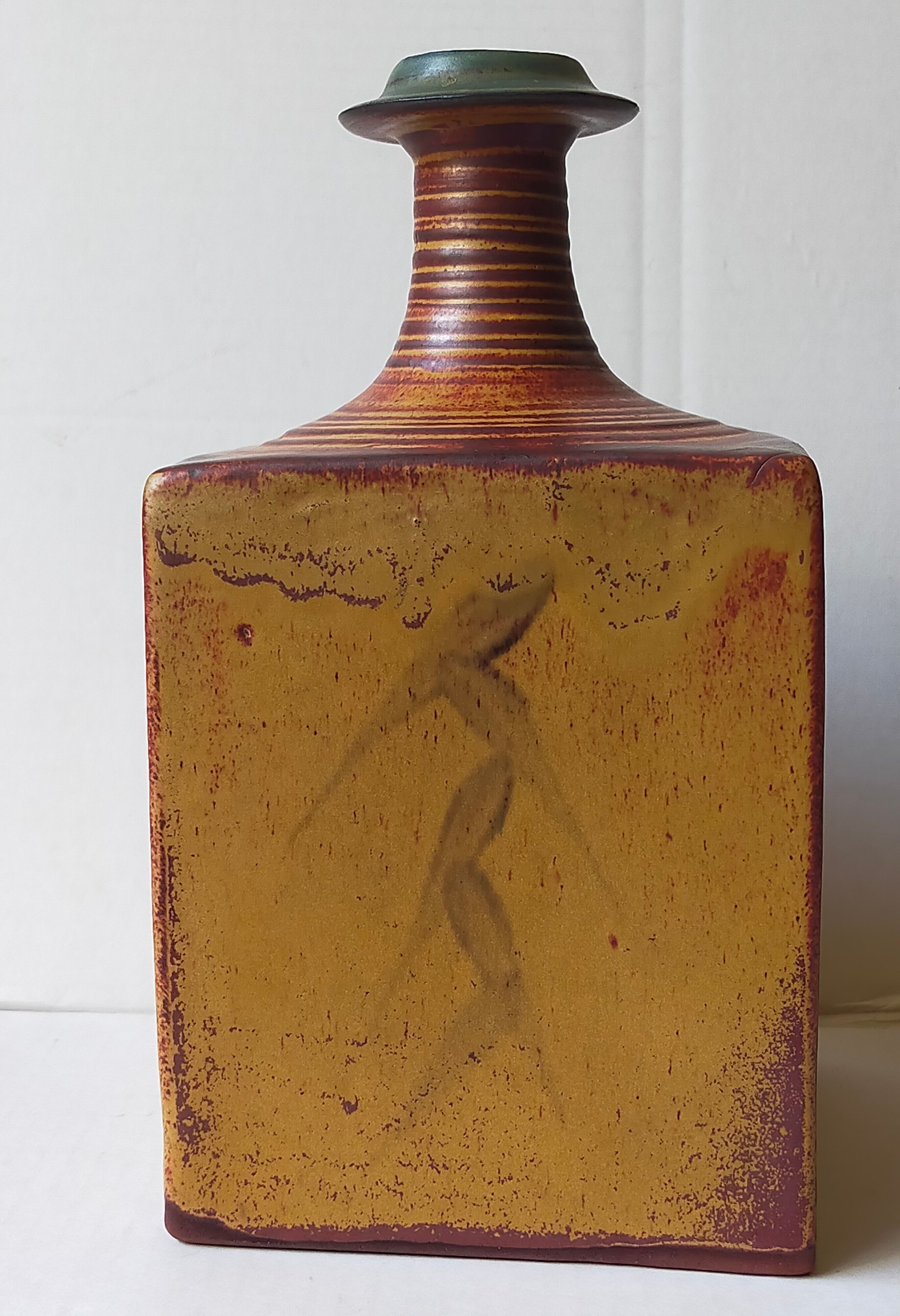 Vintage Scandinavian enamelled earth soliflore vase