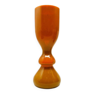 Vase ange, moderne du milieu du siècle, en verre orange, conçu par S. Sadowski, Pologne, années 1970