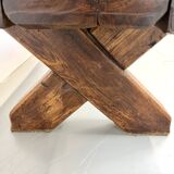 Table Brutaliste en Chêne Massif, Art Populaire (Vers 1900)