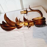 Magnificent Italian Wall Lamp 2 Lights Year 1960 Hoas de Palma Gilt Bronze
