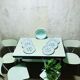 Salins factory oyster plates in water green colors