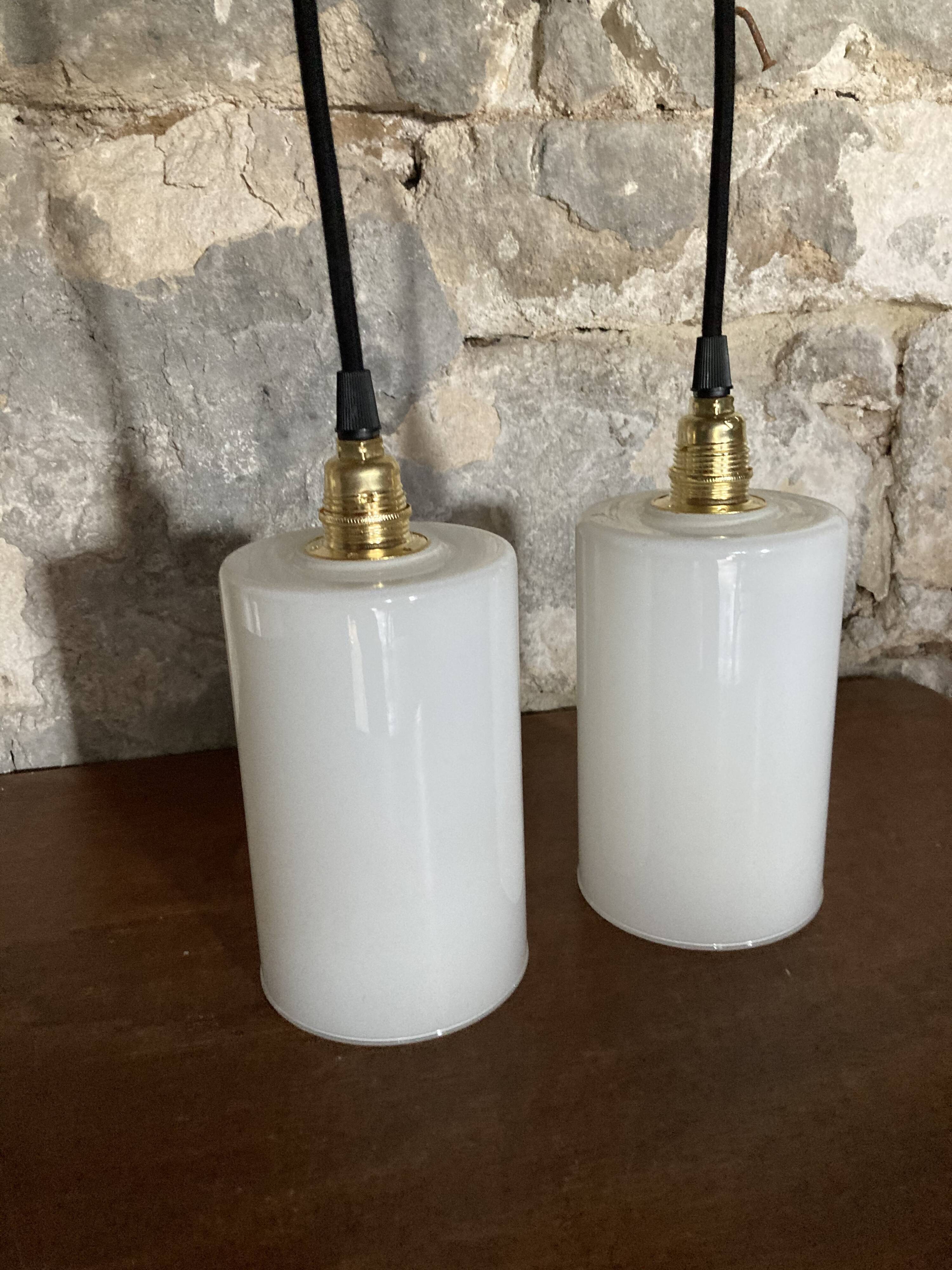 Pair of opaline lamps