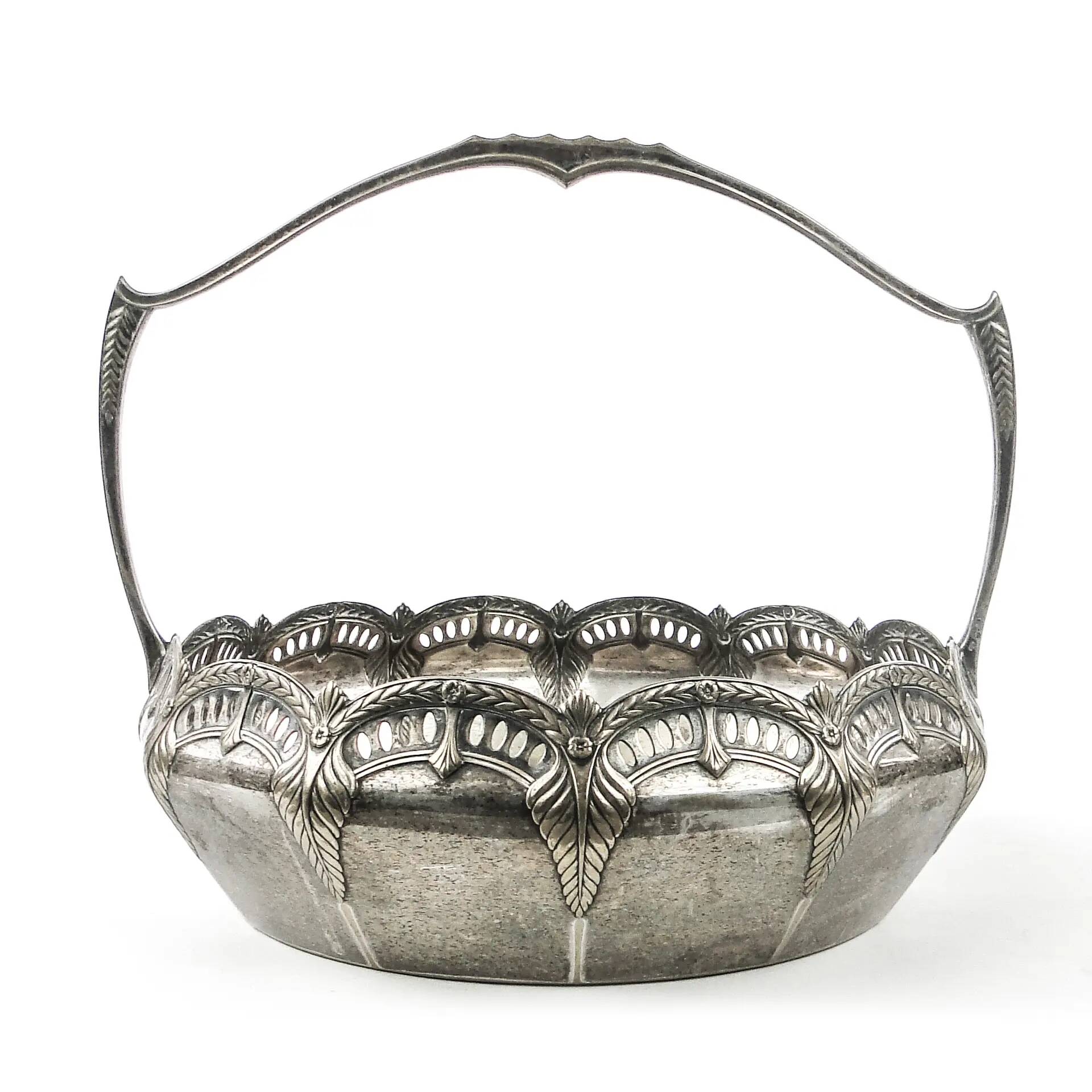 Art Nouveau basket, silver-plated brass, WMF, Germany, early 20th century