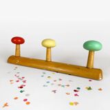 Wooden coat rack with multi-colored balls from the 60s