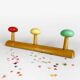 Wooden coat rack with multi-colored balls from the 60s