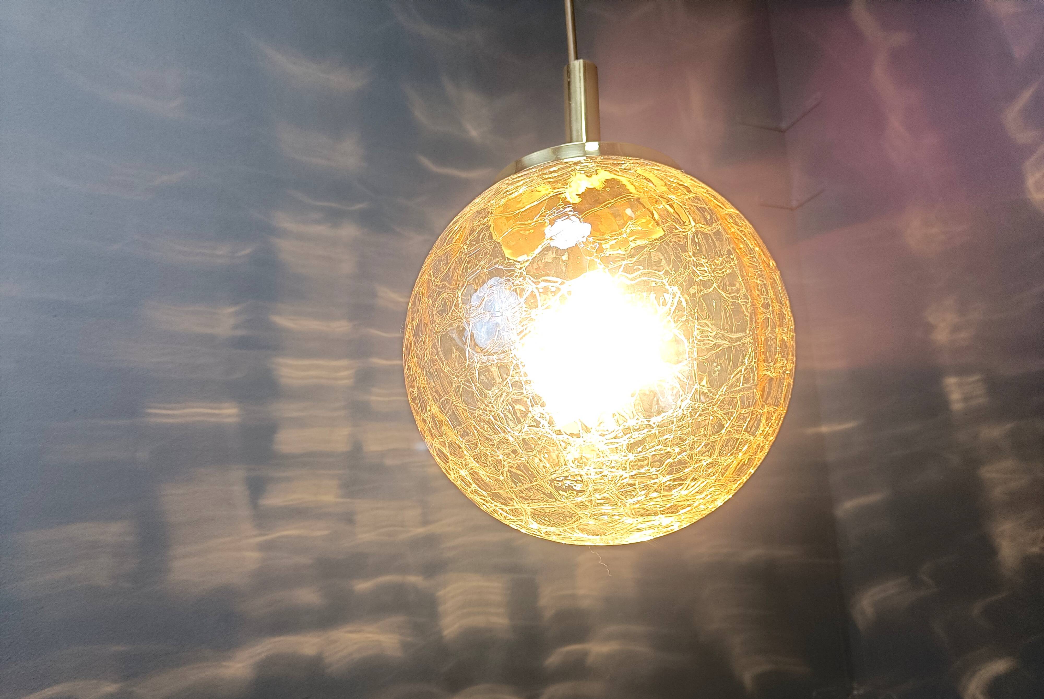 Globe pendant light by Glashutte Limburg, 1960s