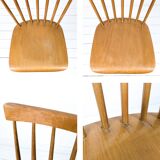 Lot de 2 chaises vintage Mid-Century à barreaux en bois design danois rétro