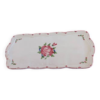 Plat à cake en céramique, avec décor de fleurs peint à la main
