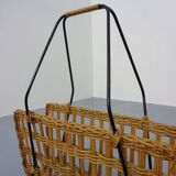 Magazine rack in filigree rattan and steel, 1960s