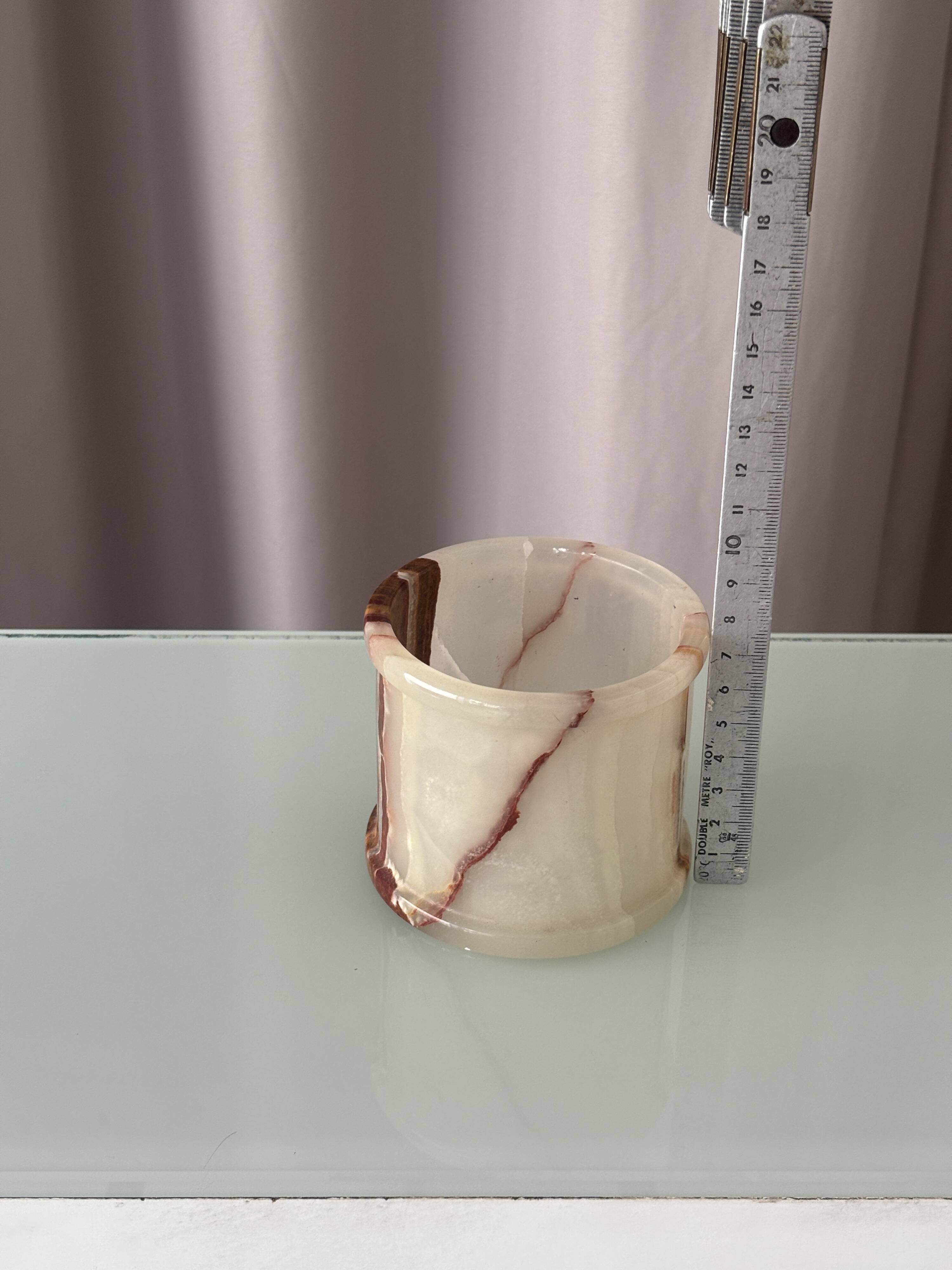 Vintage Hand-Carved Onyx Vessel | Cachepot | Pencil Holder