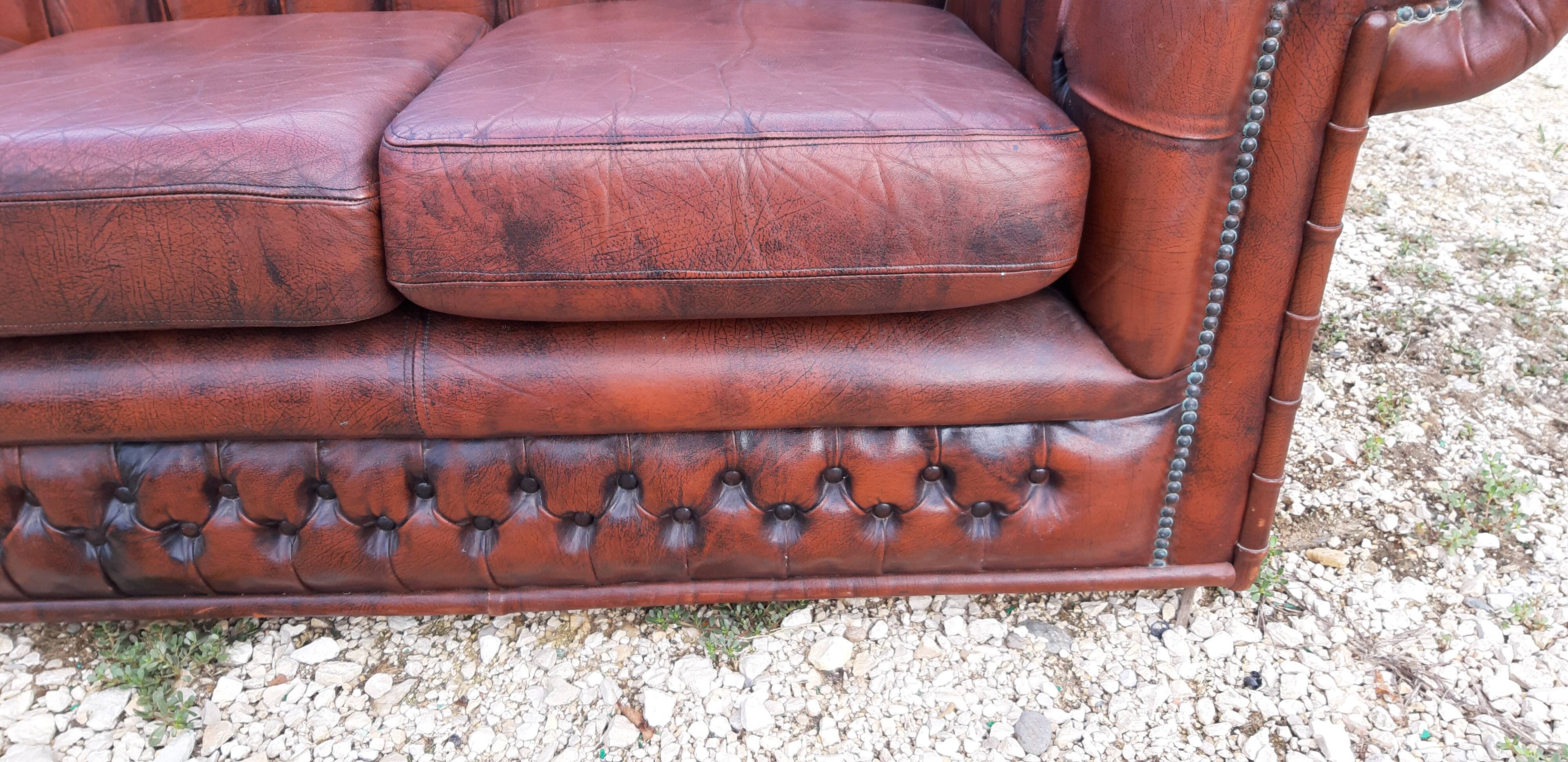 Sofa Chesterfield leather brown