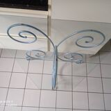 Ancienne console fer forgé dessus verre