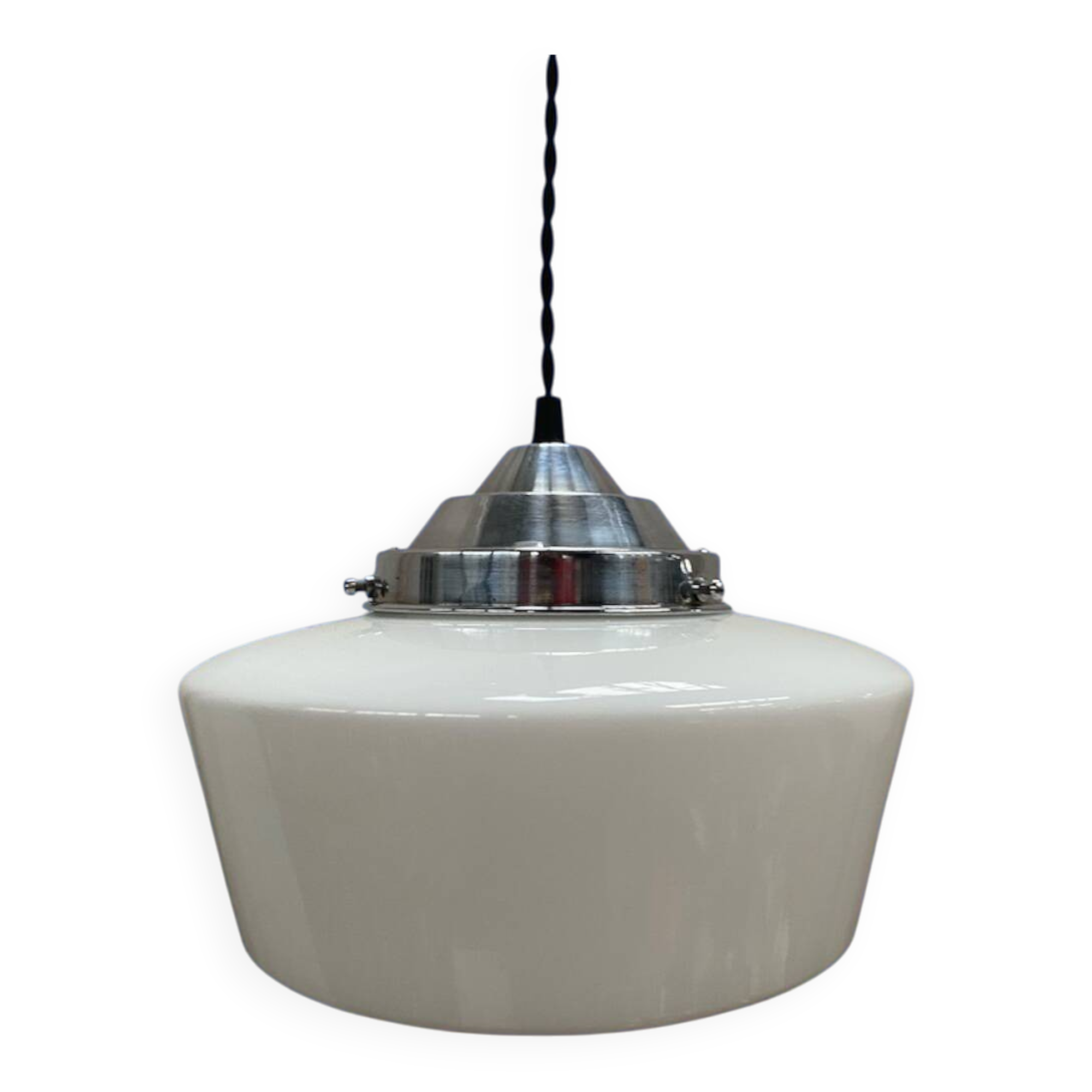 Art Deco white opaline pendant light