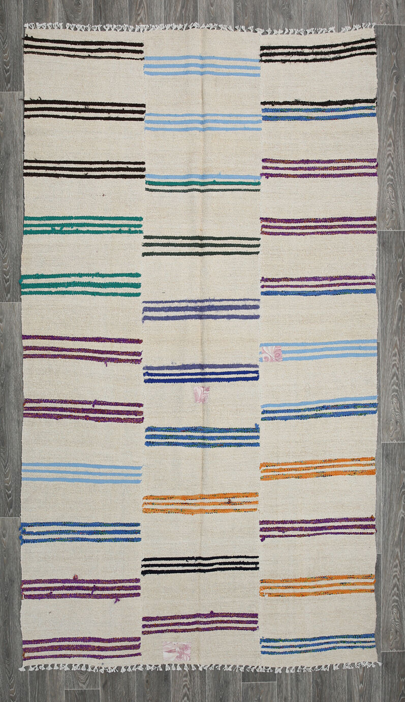 5x10 neutral textured vintage hemp rug, 168x304cm