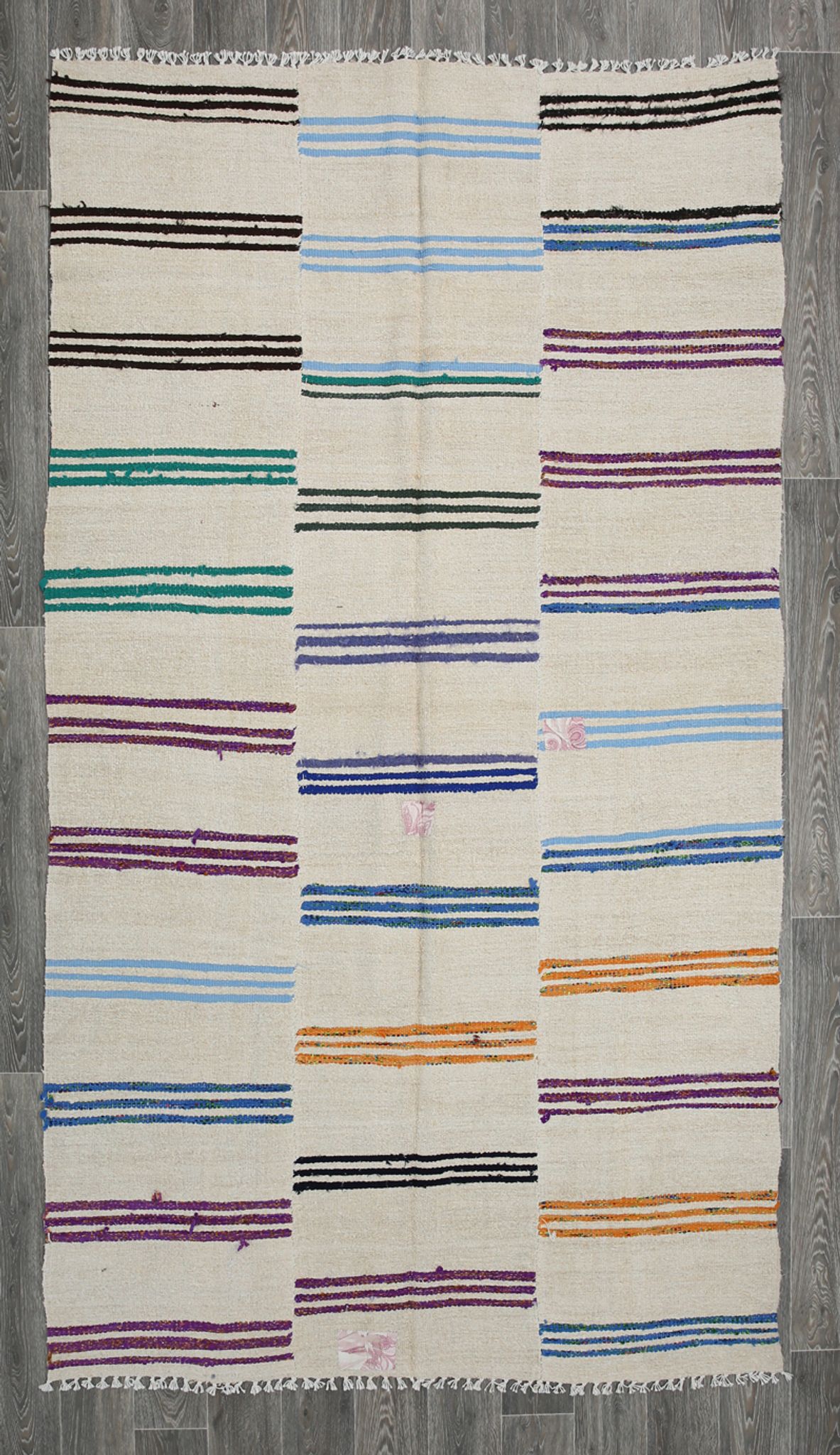 Tapis de chanvre vintage texturé neutre, 168x304cm