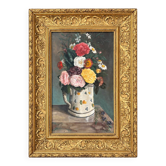 Oil on canvas, old, signed P. Perrisse, dated 1888, bouquet of flowers.