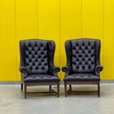 Vintage Tufted Leather Chesterfield Style Wing Back Chair (Price is For One Chair)