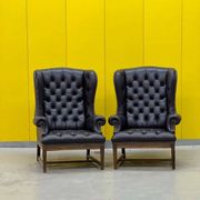 Vintage Tufted Leather Chesterfield Style Wing Back Chair (Price is For One Chair)