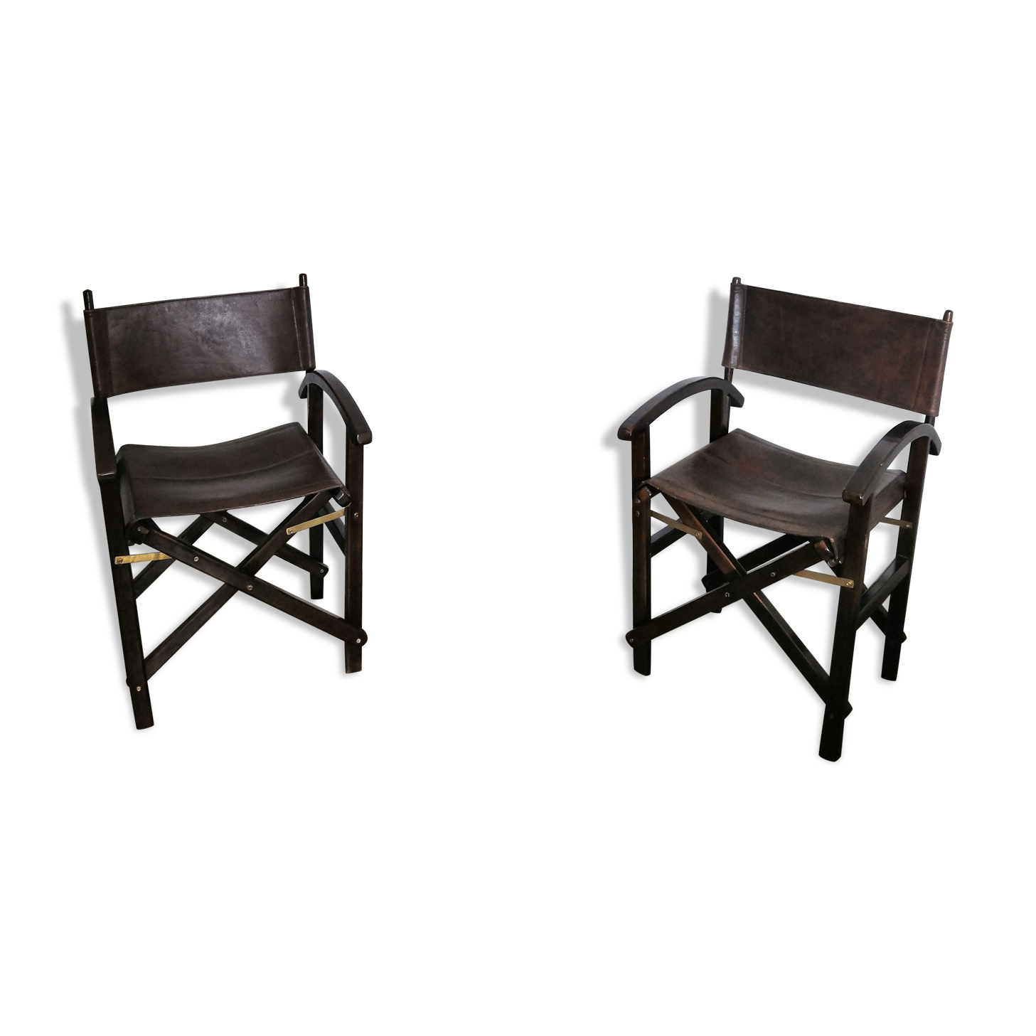 Folding leather screenwriter armchair