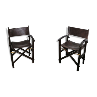 Folding leather screenwriter armchair