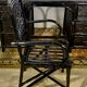 Desk and office chair in bamboo and black lacquered rattan, 60s, 70s
