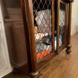 Antique wooden sideboard with shelves and mesh doors – 19th century style