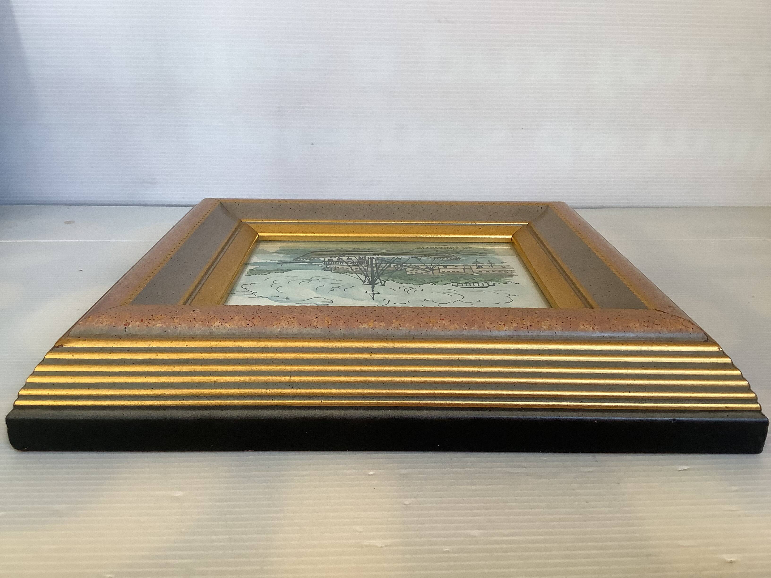 Watercolour painting signed boat marine