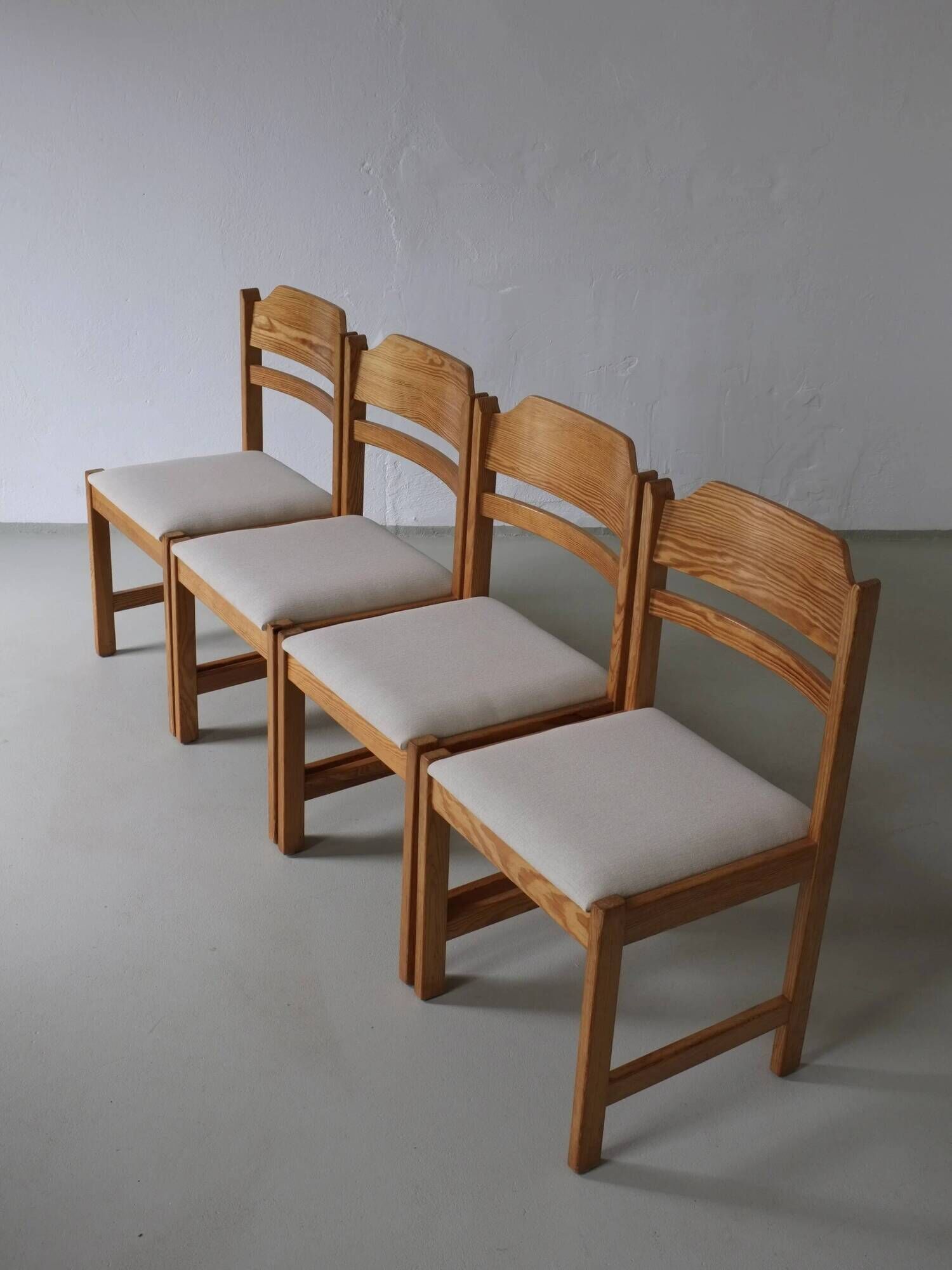 4 solid pine dining chairs | Sweden | 1960s