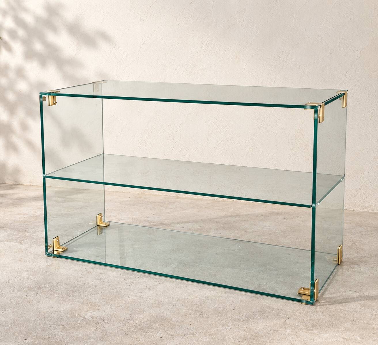 Console / glass and brass shelf Roche Bobois – 1970s