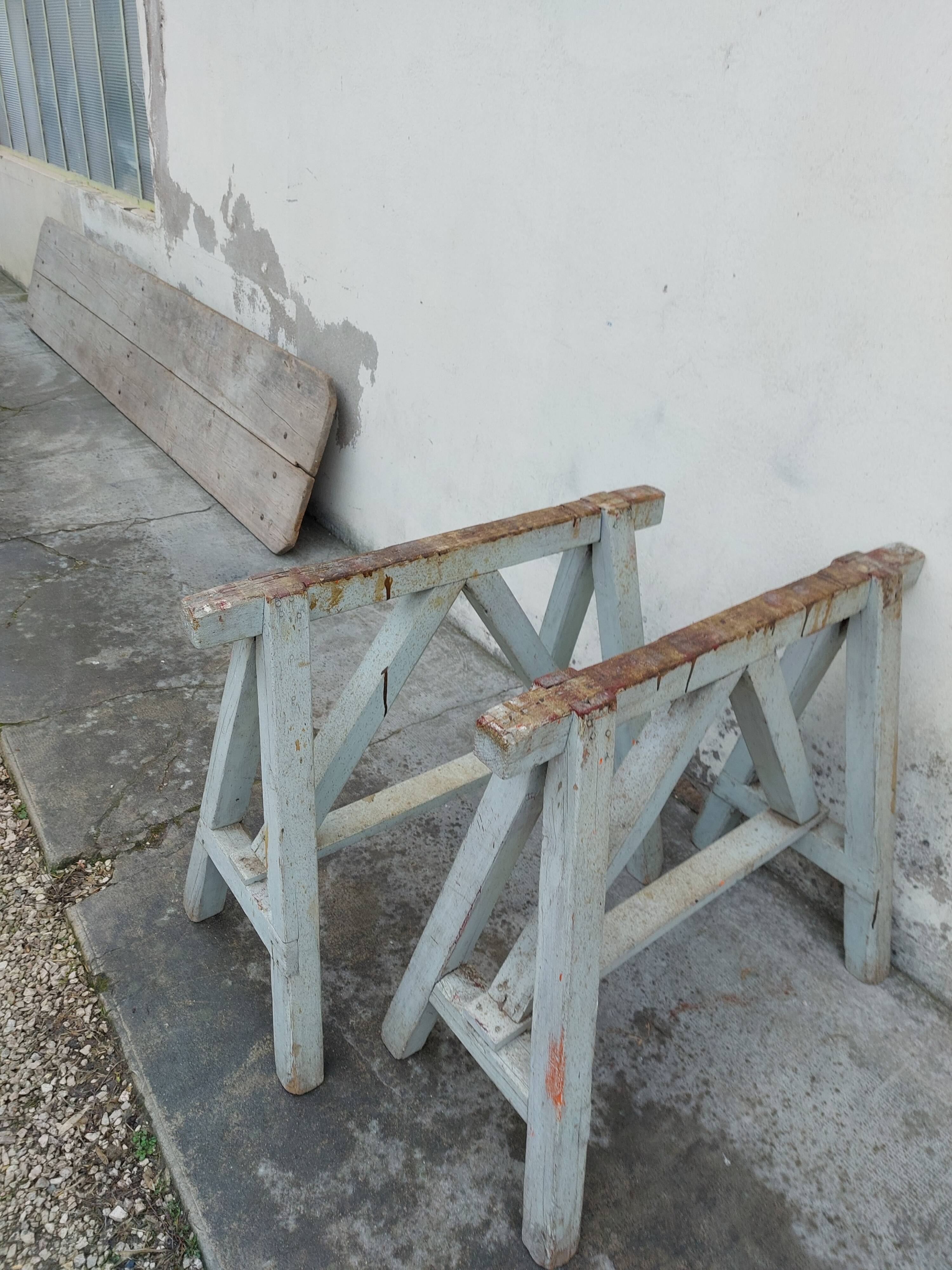 Workshop table in old wood 1950 -3m50