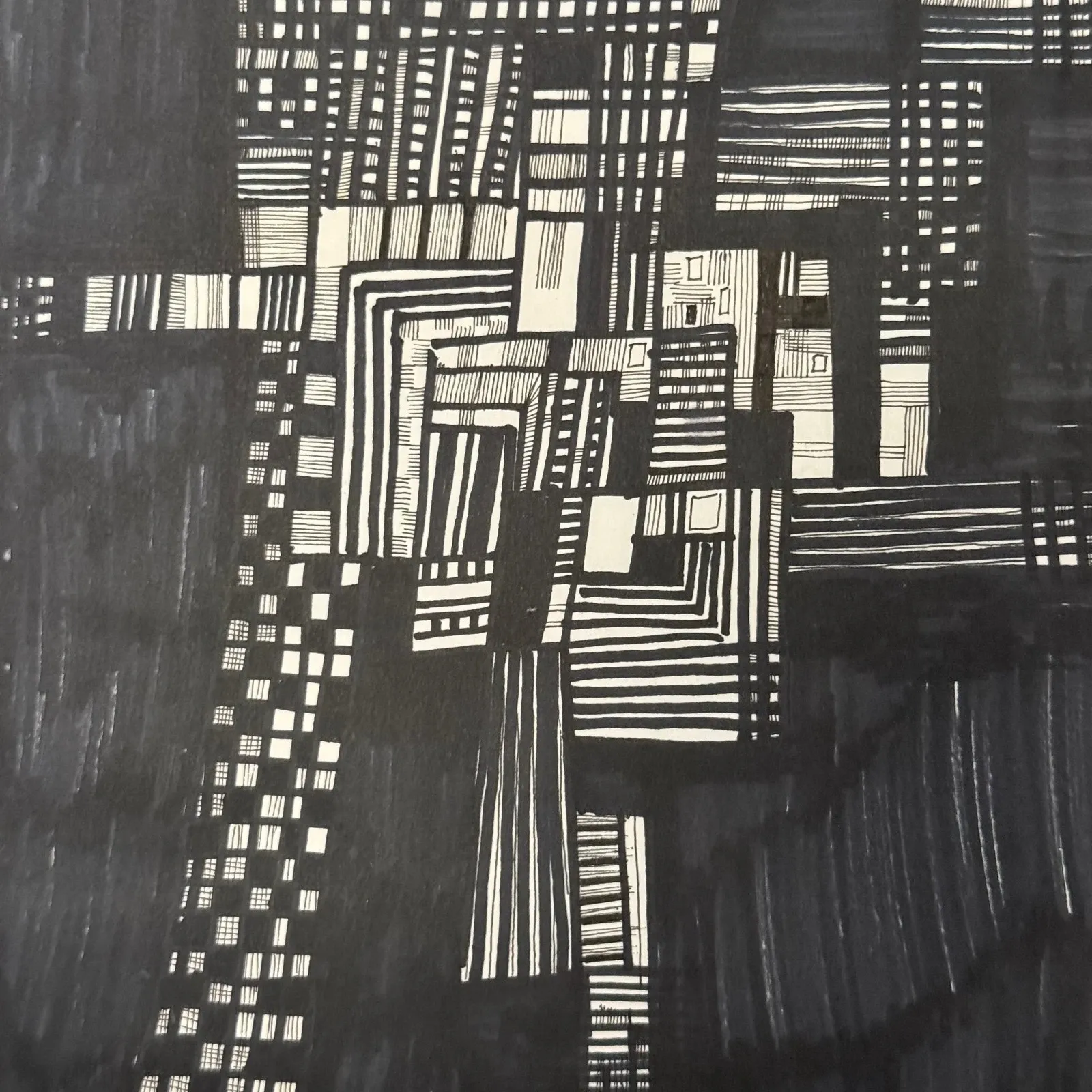 Modern composition drawing 1970 by François de Chabot