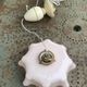 Chandelier, suspension in pink opaline and white interior, complete with pendulum, counterweight,