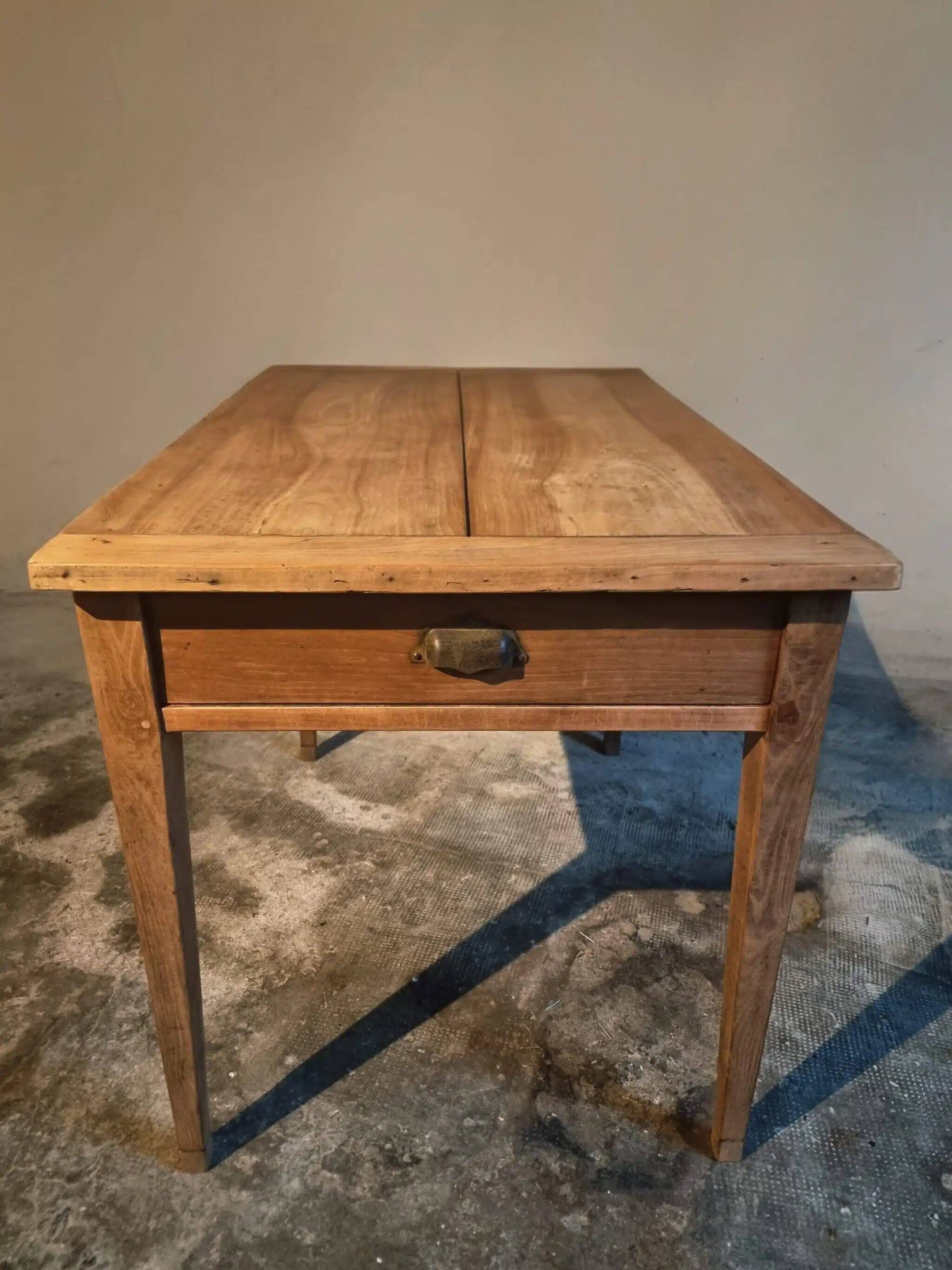 French rural farmhouse table with two drawers, 19th century.
