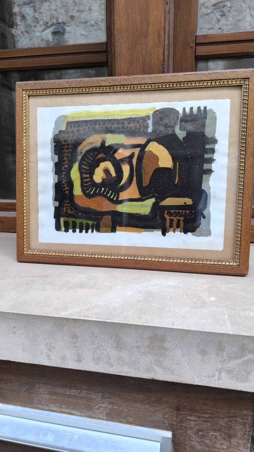 Oil on cardboard by Guy Rougon 1970