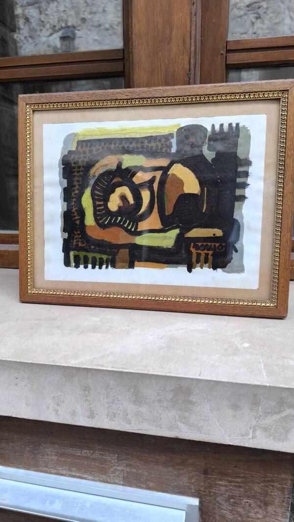 Huile sur carton par Guy Rougon 1970