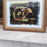 Oil on cardboard by Guy Rougon 1970