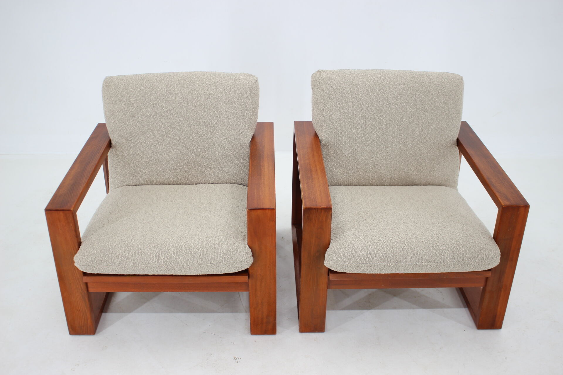 1960s Miroslav Navratil Pair of  Armchairs in Bouclé Upholstery
