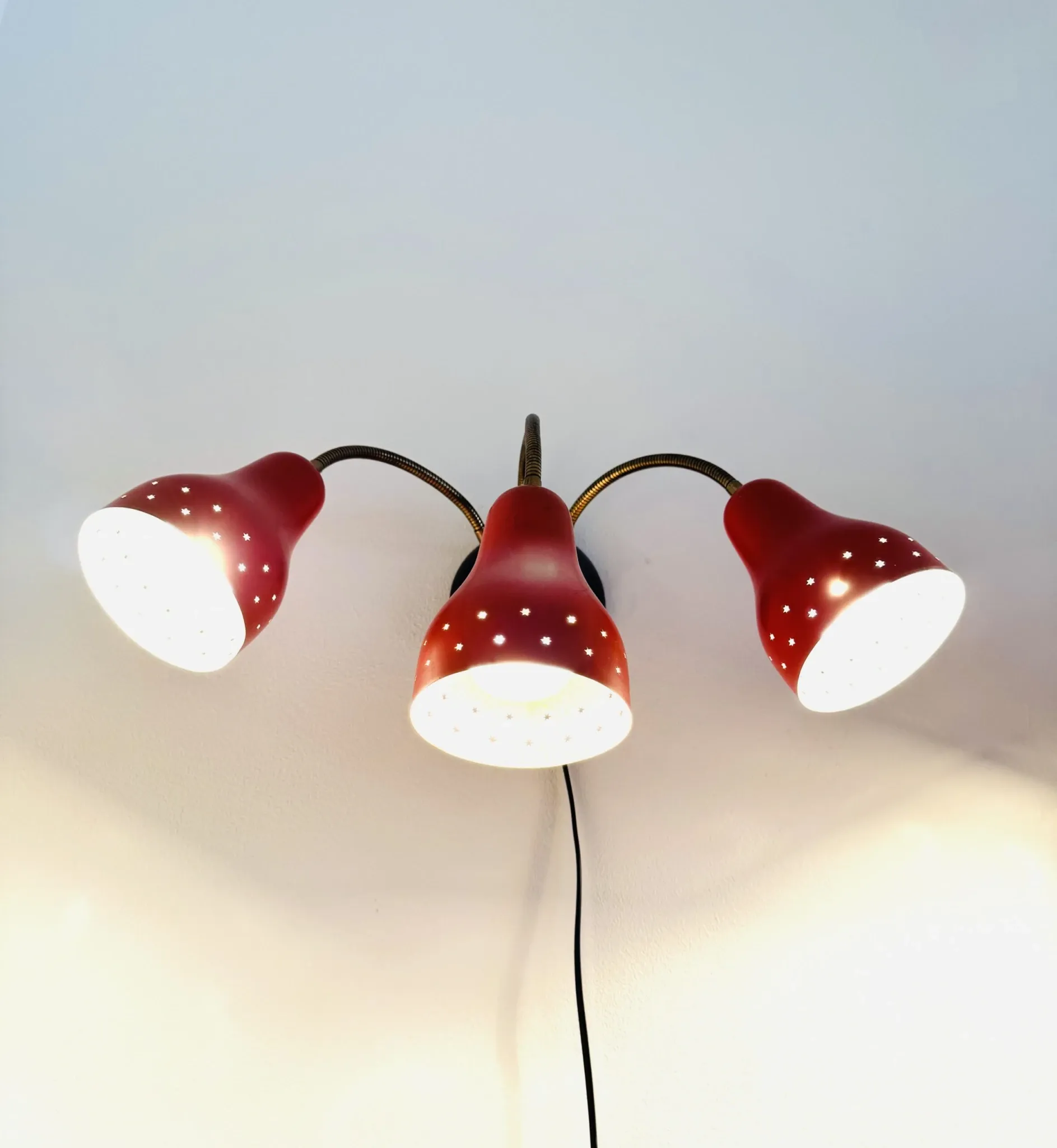 3-Armed Wall Lamp By H. Busquet For Hala Zeist, The Netherlands, 1950S