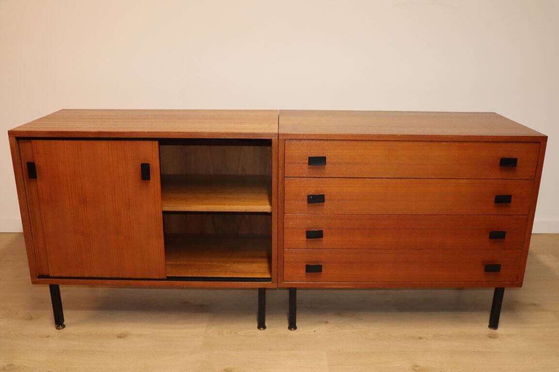 Vintage sideboard in wood and metal, 1960s