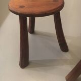Set of 2 solid wood tripod stools