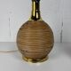 Large midcentury pencil reed rattan bamboo and brass table lamp Italy 1970s