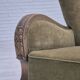 1960s, Danish relax armchair, green furniture velour fabric, oak wood.